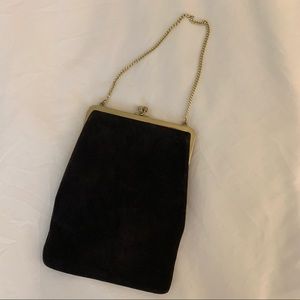 Vintage Black Suede and Gold Mini Bag Coin Purse
